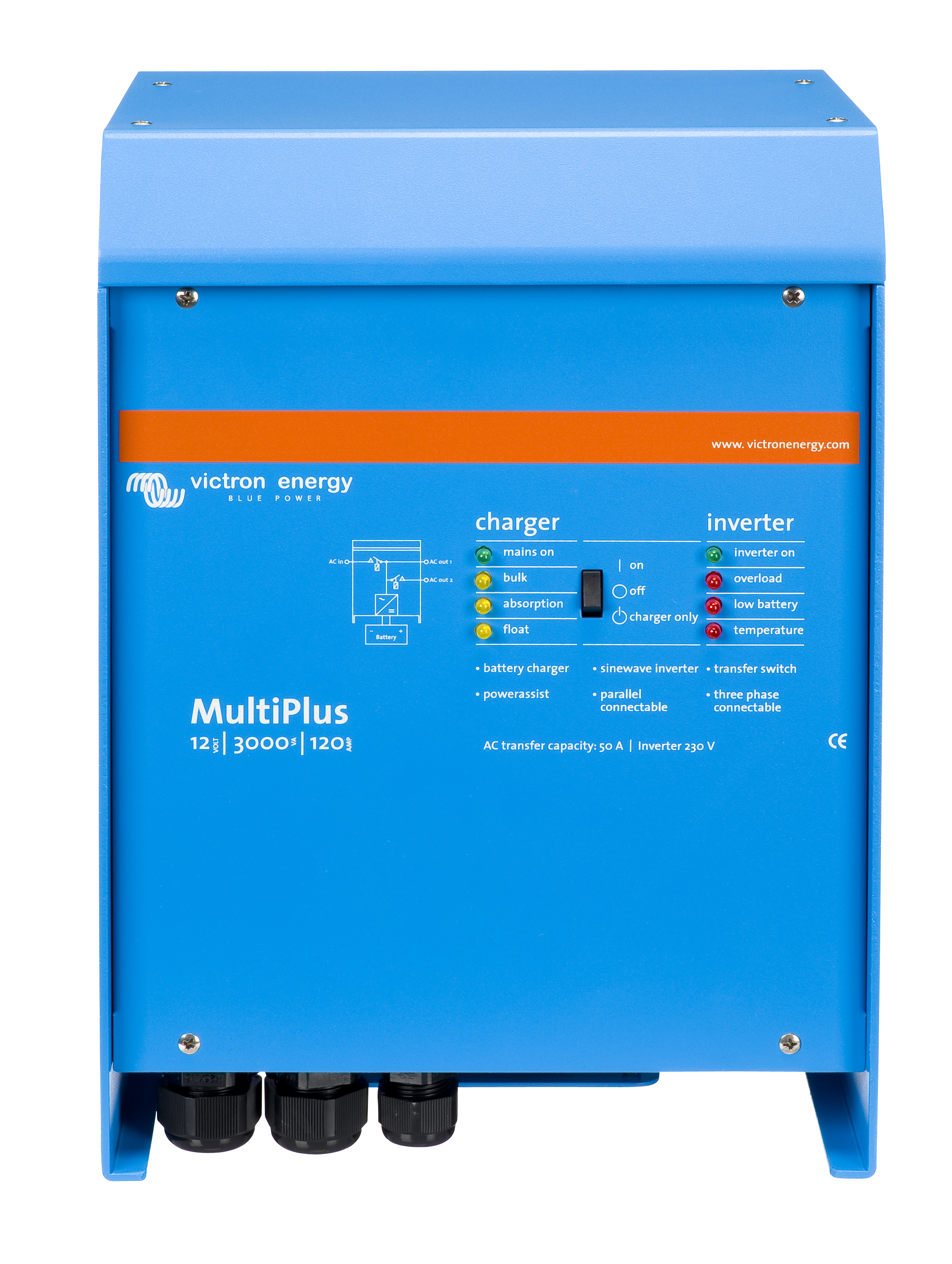 Victron MultiPlus 12/3000 120-50 120 V VE.Bus UL 1741 & UL 458 inverter product view